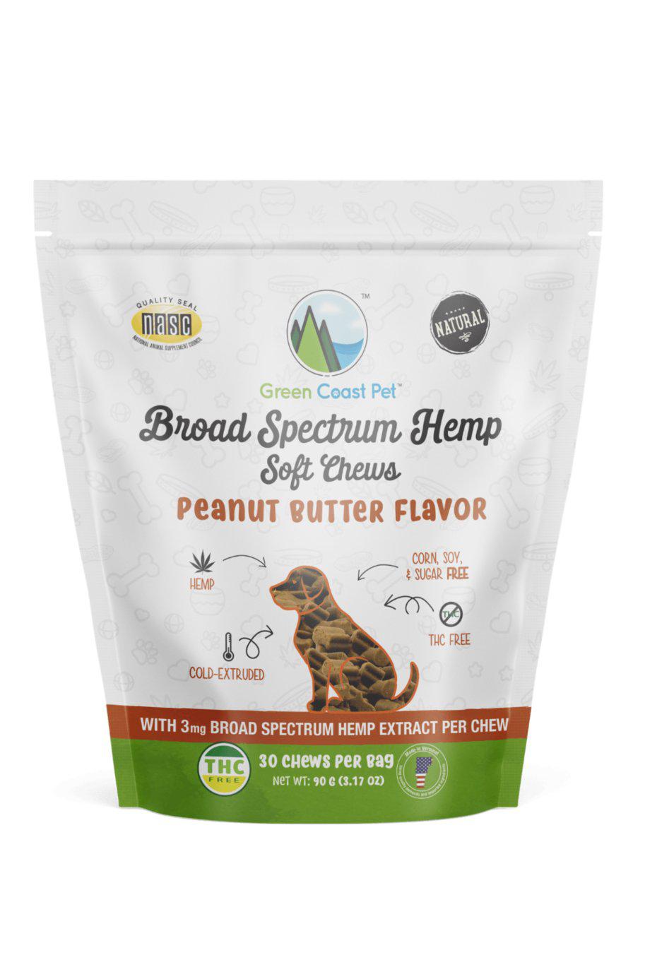 Green Coast Pet Peanut Butter Hemp Chew Dog Supplement